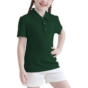 Camisa Polo Escolar para Niña, Estilo Preppy, Color Azul Claro, Manga Corta Abullonada, Tela Piqué - Product Image 4