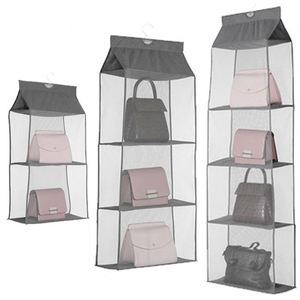 4 Pockets Hanging Organizer Handbag Non-woven Clothes Storage Bag Wardrobe Space Saving Closet Organizer - Product Image 1