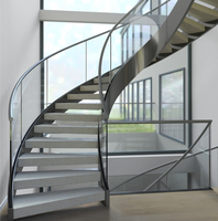 Escaliers courbes personnalisés avec différents types de designs d'escaliers en marbre naturel pour villa