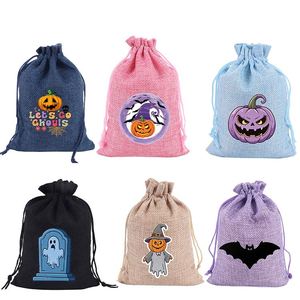 Bolsa de Arpillera para Halloween 2026, 13x18cm, OEM ODM, con Patrón Impreso, Bolsa de Lino Reutilizable para Regalos, Dulces y Manualidades - Product Image 1