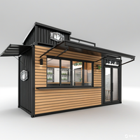 Kiosque de café modulaire en conteneur préfabriqué avec comptoir de service, auvent et stand commercial portable sur mesure