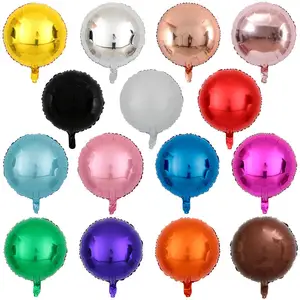 Hot Sale 15 Warna 18 Inci Champagne Emas Putih Permen Mawar Berwarna Merah Muda Biru Oranye Merah Abu-abu Hijau Bulat Metalik Polos balon Foil