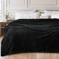 Couverture en polaire corail noire taille Queen, douce, pour lit, jeté, toutes saisons, usage domestique