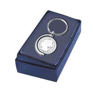 <b>Rotatable</b> <b>Globe</b> Key Chain Germany Map Design Silver Finish Metal Keyring Travel Gift - Product Image 3
