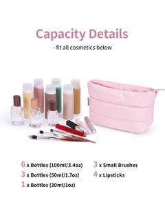 Trousse de maquillage moelleux avec logo personnalisé, pochette à fermeture éclair couleur bonbon, sac cosmétique matelassé rembourré doux pour fille, voyage beauté - Product Image 5