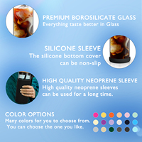 Gobelet en verre à bulles personnalisé avec nouveau logo, couvercle en bambou, réutilisable, pour thé au lait, avec couvercle en bambou, bouteilles en verre pour spiritueux