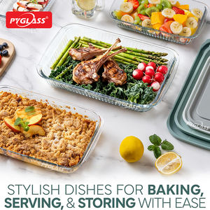 Plat à four rectangulaire en verre Pyrex résistant à la chaleur, spécial four à micro-ondes, pour plats de légumes et de fruits domestiques - Product Image 4