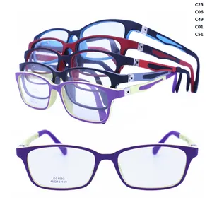 Wholesale Model 1092 TR90 Materials 180 Degrees Flexible Spring Hinge Rectangle Shape Solid Bicolors Kids Eyeglass Frames