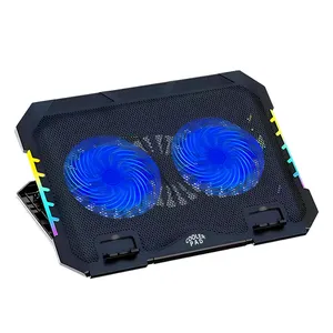 TISHRIC Laptop Cooling Pad 12-17 Inch With 2 Quiet Fans RGB Adjustable 6 Height Wind Speed Laptop Cooer With Mobile Phone Holder