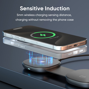 <span class=keywords><strong>Chargeur</strong></span> sans fil 3 en 1, station de charge magnétique pliable pour <span class=keywords><strong>iPhone</strong></span> 16 15 Pro Max, Airpods 4, <span class=keywords><strong>Apple</strong></span> <span class=keywords><strong>Watch</strong></span> 8 9 - Product Image 5