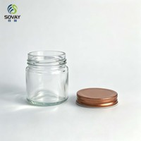 Stoples Kaca Bulat Elegan 150ml, Dinding Halus Besar untuk Label, Ideal untuk Madu, Rempah-rempah, Selai Kacang, dan Selai Buatan Tangan