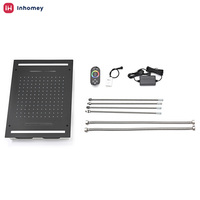 Ensemble de douche LED à fixation au plafond avec télécommande, effet pluie et cascade, haute pression, économie d'eau, modèle en laiton JK0098
