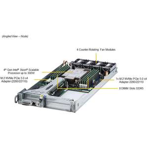 Supermicro-Chasis de 3 nodos de 5ª generación, Xeon, 512GB, DDR5, 2x PCIe5, HHHL, FHHL por nodo, 2 unidades, 2U, 1 unidad, 1 unidad - Product Image 2