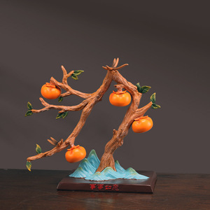 Figurine d'arbre de kaki en résine, décoration Feng Shui artisanale pour salon, cadeau du nouvel an chinois - Product Image 2