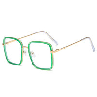 Lunettes de myopie rétro à grande monture en métal Lunettes à lentille plate carrée Vente chaude Lunettes de blocage de la lumière bleue pour hommes et femmes