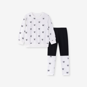 Set di abbigliamento per bambine <span class=keywords><strong>felpa</strong></span> a manica lunga e leggings Cartoon con fiocco modello autunno dolce vestito per 2-7Y - Product Image 2