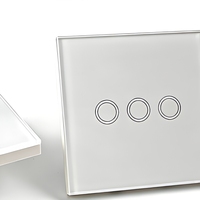 Interrupteur mural intelligent WiFi européen 3 voies 4 gangues avec panneau tactile en verre, compatible avec l'application Smart Life, domotique