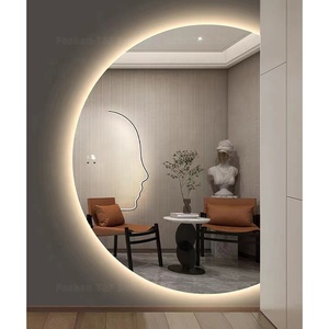 Gương Gắn Tường Đèn LED Nửa Mặt Trăng Lớn Không Khung Sang Trọng Để Trang Trí Phòng Khách Gương Nửa Tròn Hình Bán Nguyệt - Product Image 5