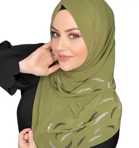 Mode Hete Boor Effen Kleur 70*175Cm Vrouw Hoofd Wrap Bubble Chiffon Moslim Vrouw Hijab Tudung