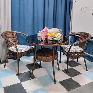 Haute qualité extérieur jardin patio Restaurant salle à manger meubles en rotin <span class=keywords><strong>Table</strong></span> et chaise 4 <span class=keywords><strong>personnes</strong></span> siège Pe rotin meubles d'extérieur - Product Image 6