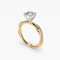 Bague de fiançailles solitaire en diamant de laboratoire taille ronde 0,5-3 carats, sertie pavé torsadé sur mesure, en or massif 10K/14K/18K, certifiée IGI CVD/HPHT VVS