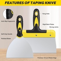 Ensemble de spatules en acier inoxydable résistant à la rouille, 4 pièces, multi-tailles, grattoir à peinture pour le décapage du plâtre et la restauration des murs
