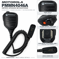Microphone-haut-parleur Motorola PMMN4046 IMPRES avec suppression du bruit, contrôle du volume, IP57 pour radios XPR7350 XPR7550 XPR7580 DP4801