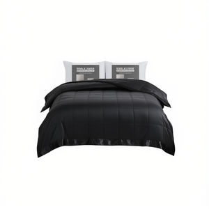 Couverture de lit légère en duvet alternatif DB avec bordure en satin, taille double, matelassée, minimaliste, toutes saisons - Product Image 1