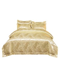 Parure de lit de luxe 4 pièces en fibre de polyester jacquard, écologique, résistante à l'eau, moderne, 200TC
