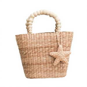 Panier de rangement fait main avec poignée perlée et breloque étoile, sac à main style bohème, OEM acceptable, logo personnalisé au Vietnam - Product Image 1
