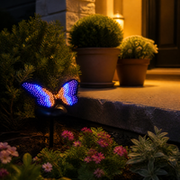Lampe solaire de jardin extérieure en forme de papillon, à LED à changement de couleur dégradé, décorative pour cour, pelouse, patio, parterre de fleurs