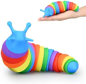 Vendas quentes brinquedo articulado pegajoso para alívio do estresse, brinquedo sensorial para simulação de vermes, brinquedo de caracol mole, desenhos personalizados