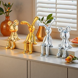 Figura de Conejo 3D Taola, Escultura de Animal Electrochapada en Oro y Plata, Decoración para Sala de Estar, Regalo de Pascua, Decoración Artística para el Hogar - Product Image 1