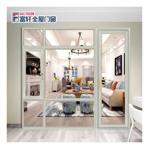Fuson אלומיניום מסחרי Windows ודלתות מגורים משרד צרפתי צרפתית יוקרה גדול זכוכית Slim צר מודרני - Product Image 2