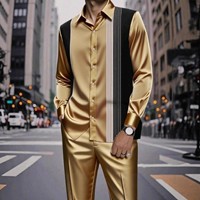 Ensemble de Vêtements Tricotés de Haute Qualité Style Vintage 2025 pour Hommes Africains, Chemise et Pantalon Décontractés Rétro à Motif Animalier pour l'Automne/Hiver