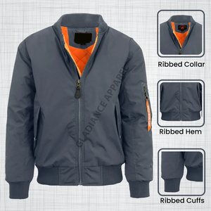 Veste bomber décontractée intelligente pour homme, sur mesure, écologique, coupe-vent, respirante, séchage rapide, grande taille, polyester/coton, exportée du Bangladesh - Product Image 3