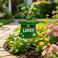 Piquet de jardin en métal résistant aux intempéries, motif trèfle porte-bonheur, pour la Saint-Patrick, décoration extérieure de fête