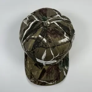 ODM New Arrival Forest Printed Real Tree Camo 5 Panel Baseball Caps With Embroidery Men Structured A Frame Snapback Hat Custom
