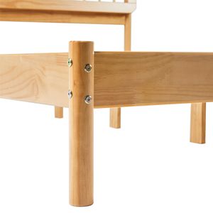 DB Mid-Century Modern Solid Wood King Bed Frame Queen Spindle Pino natural Estilo suave Roble Caoba Muebles para dormitorio Hogar - Product Image 4