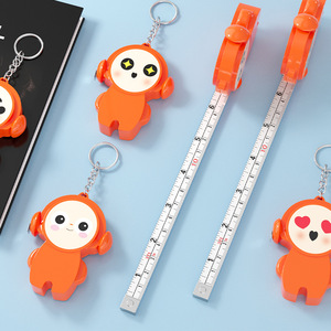 Mini Tape Measure 1m Metric Steel Blade Self-Winding With Keychain Cute Design For Household Use - Product Image 1