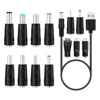 Kit de charge 14 pièces BMAX : Connecteurs femelles 55x21mm pour utilisation transfrontalière, 13 adaptateurs DC pour ordinateur portable et câble d'alimentation USB