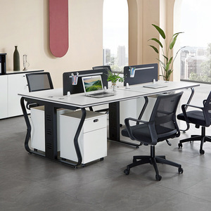 Nội thất văn phòng bàn văn phòng đơn giản hiện đại bốn người máy trạm máy tính bàn với bảng điều khiển - Product Image 3