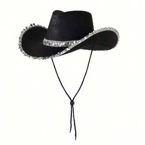 Sombrero de Fiesta Vaquero Occidental para Mujer, de Tela No Tejida, con Borde de Lentejuelas, para Carnaval, Halloween, Viajes y Uso Casual - Product Image 6