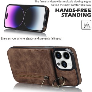 Nouvelle Étui Portefeuille Zippé Créatif avec Anneau Support pour Téléphone <span class=keywords><strong>iPhone</strong></span> 16 15 14 13 12 Pro Max en Cuir PU avec Porte-Cartes - Product Image 5