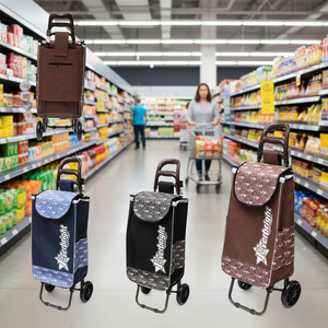 Carro de compras de plástico y acero de 39,5 \ "con cerradura para monedas 8PCS/Carton PU Surface Handling Shop Trolleys - Product Image 3