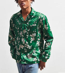 <span class=keywords><strong>Camicia</strong></span> con bottone in raso di <span class=keywords><strong>seta</strong></span> spessa di colore personalizzato con stampa floreale nuovo stile camicie oversize da uomo a manica lunga - Product Image 1