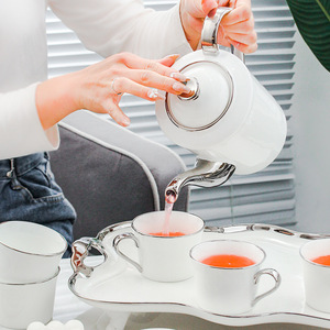 British Style <b>Tea</b> Pot and Cups <b>Set</b> Porcelain <b>Tea</b> <b>Set</b> Afternoon <b>Tea</b> Party <b>Set</b> of 6 With Tray - Product Image 3