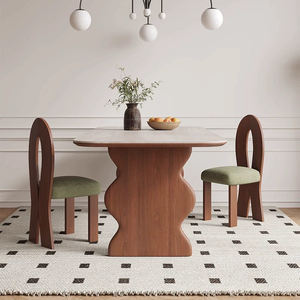 <span class=keywords><strong>Table</strong></span> à manger moderne en bois massif et dessus en marbre avec 6 chaises-Meubles <span class=keywords><strong>de</strong></span> salle à manger durables pour appartement, restaurant, villa - Product Image 3