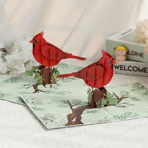 Carte pop-up créative 3D en forme d'oiseau rouge, sculpture en papier d'oiseau, cadeau d'anniversaire, Noël - Product Image 3