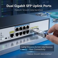 Switch Gigabit Terkelola 8 Port dengan 2 Slot Fiber SFP, Switch Jaringan Ethernet Terkelola Web Layer 2 10/100/1000Mbps untuk Bisnis